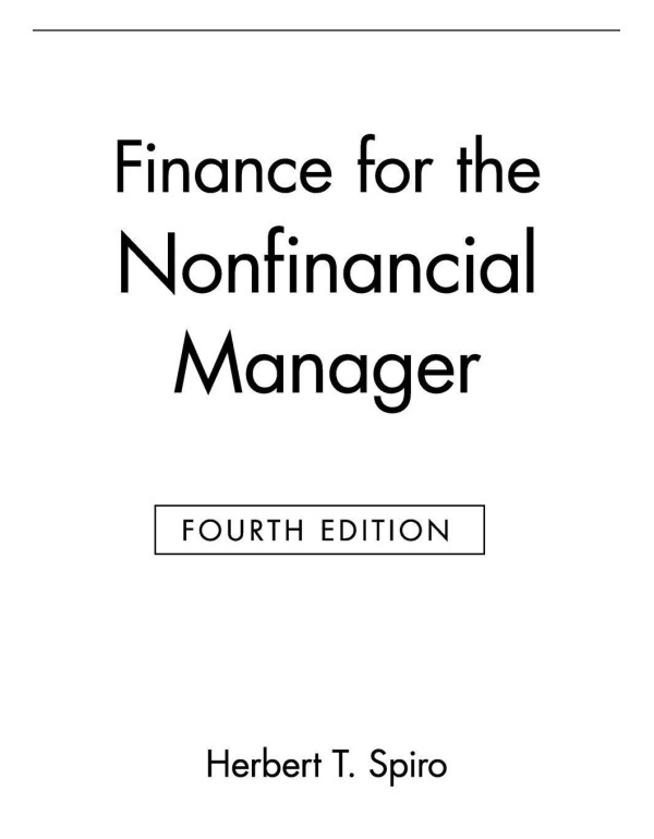 Finance for the Nonfinancial Manager