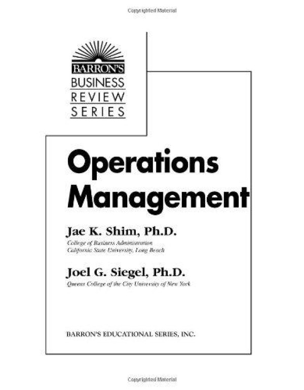 Operations Management (Barron's Business Review Se...