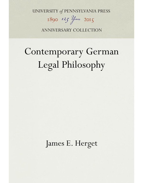 Contemporary German Legal Philosophy (Anniversary ...