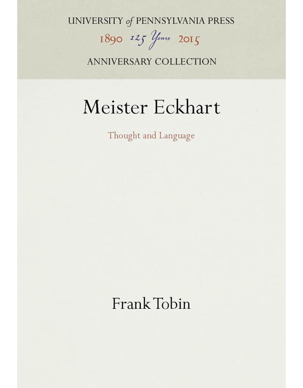 Meister Eckhart: Thought and Language (Anniversary...