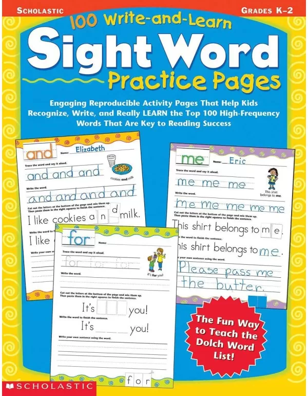 100 Write-and-Learn Sight Word Practice Pages: Eng...